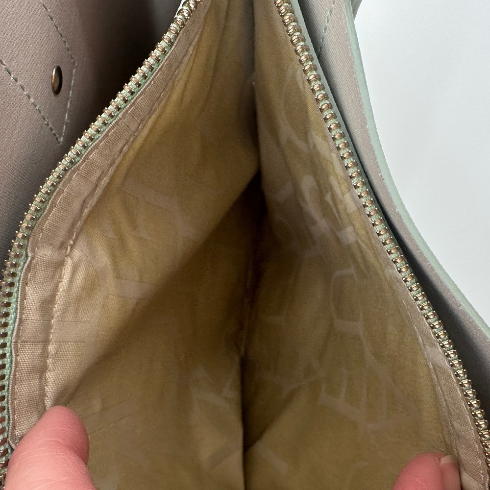 Furla Mint Green Divide It Leather Tote Bag Medium Handbag Gold Hardware Italian - Picture 9 of 13